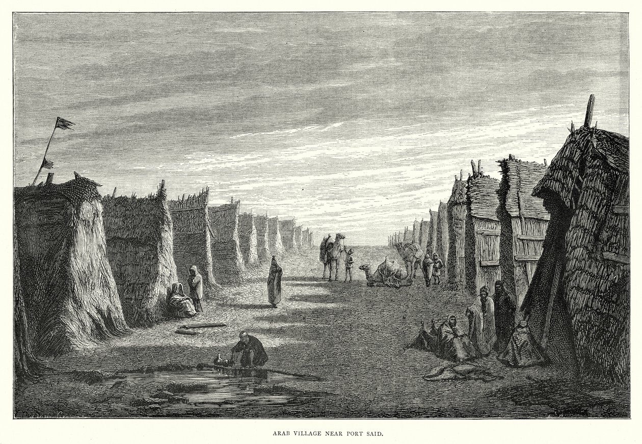 Arabisk landsby nær Port Said (gravering) av English School