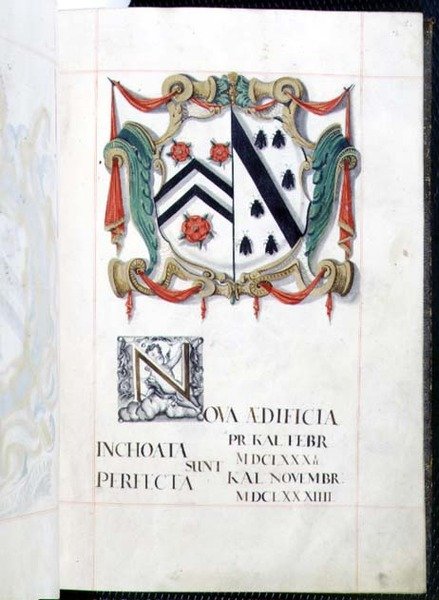 Arkiv 3693 fol.2 Coat of Arms from a New Buildings Benefaction Book, Oxford av English School