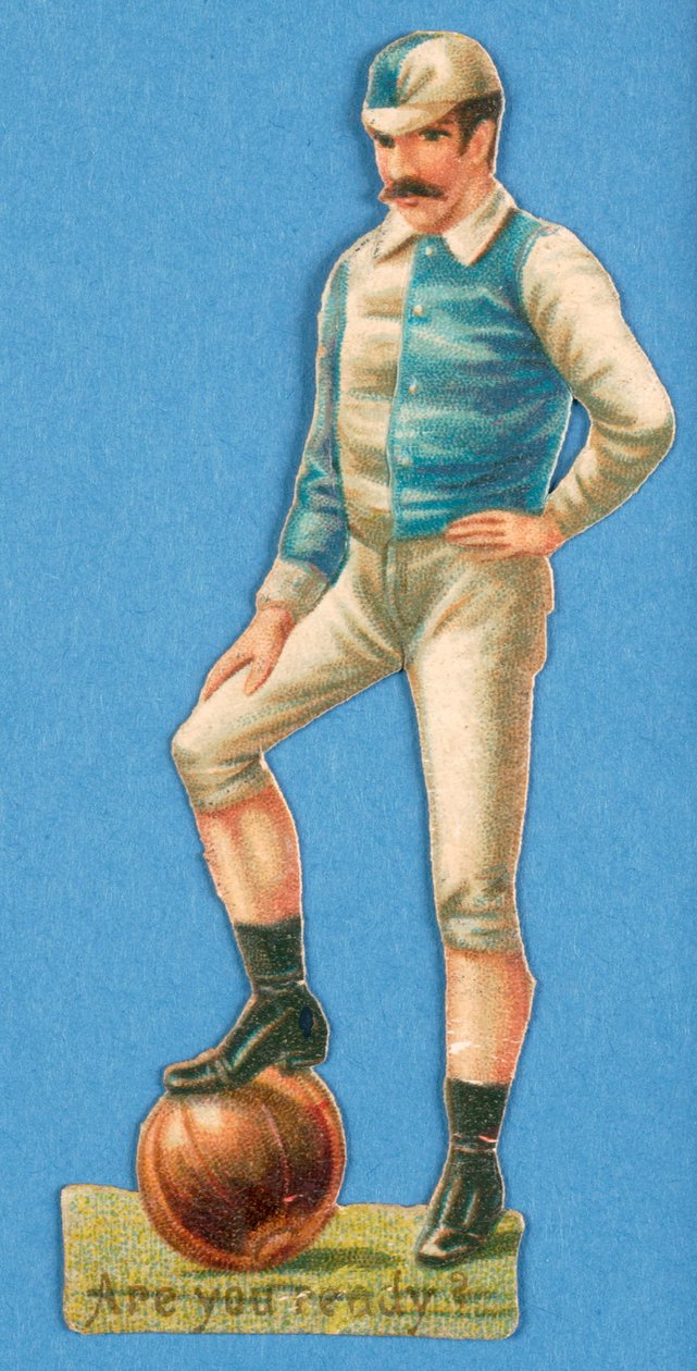 Er du klar?, utklipp av en fotballspiller, 1880-90-tallet av English School