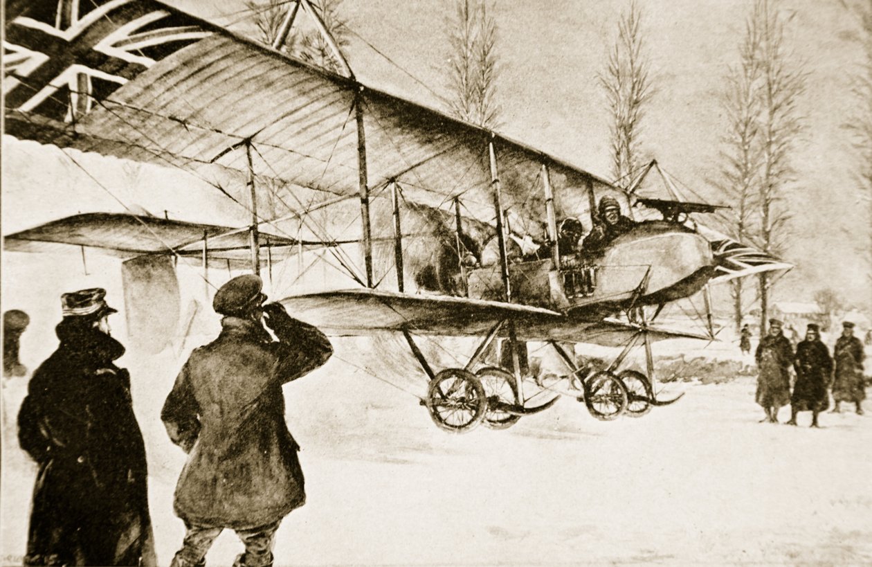 Bevæpnet britisk biplan med start fra hovedkvarteret nær Hollebeke, 1914-19 av English School