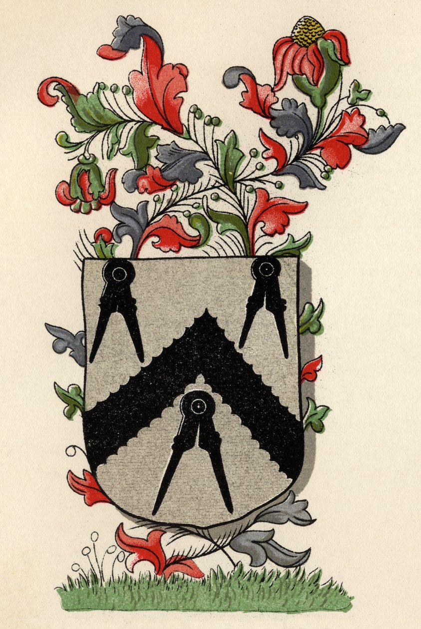 Våpen gitt til Carpenters Company of London, 6. Edward IV, 1466, fra The History of Freemasonry, bind II, utgitt av Thomas C. Jack, London, 1883 av English School