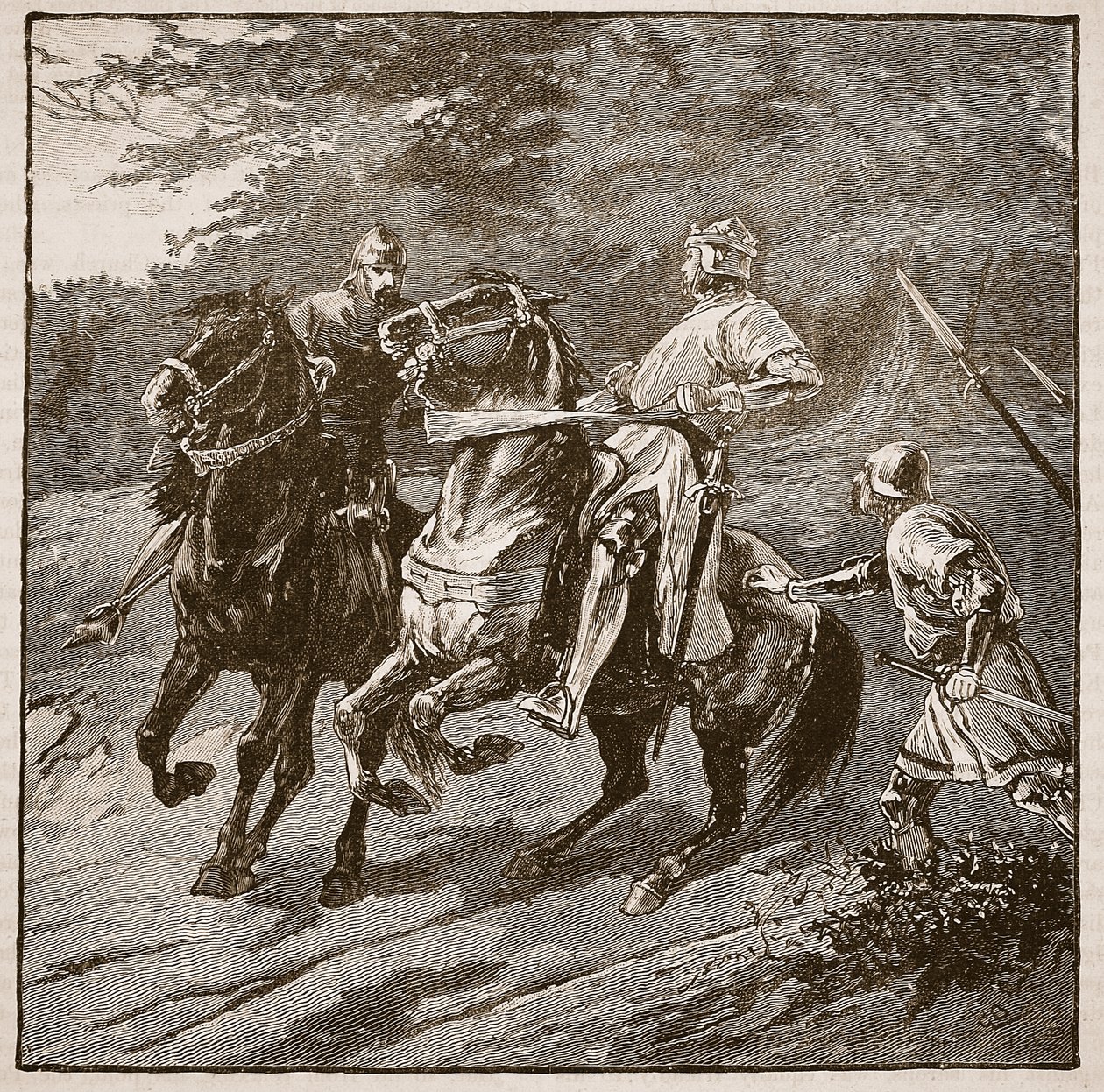 Arrestasjon av kong Richard, illustrasjon fra Cassells Illustrated History of England (sepia-foto) av English School