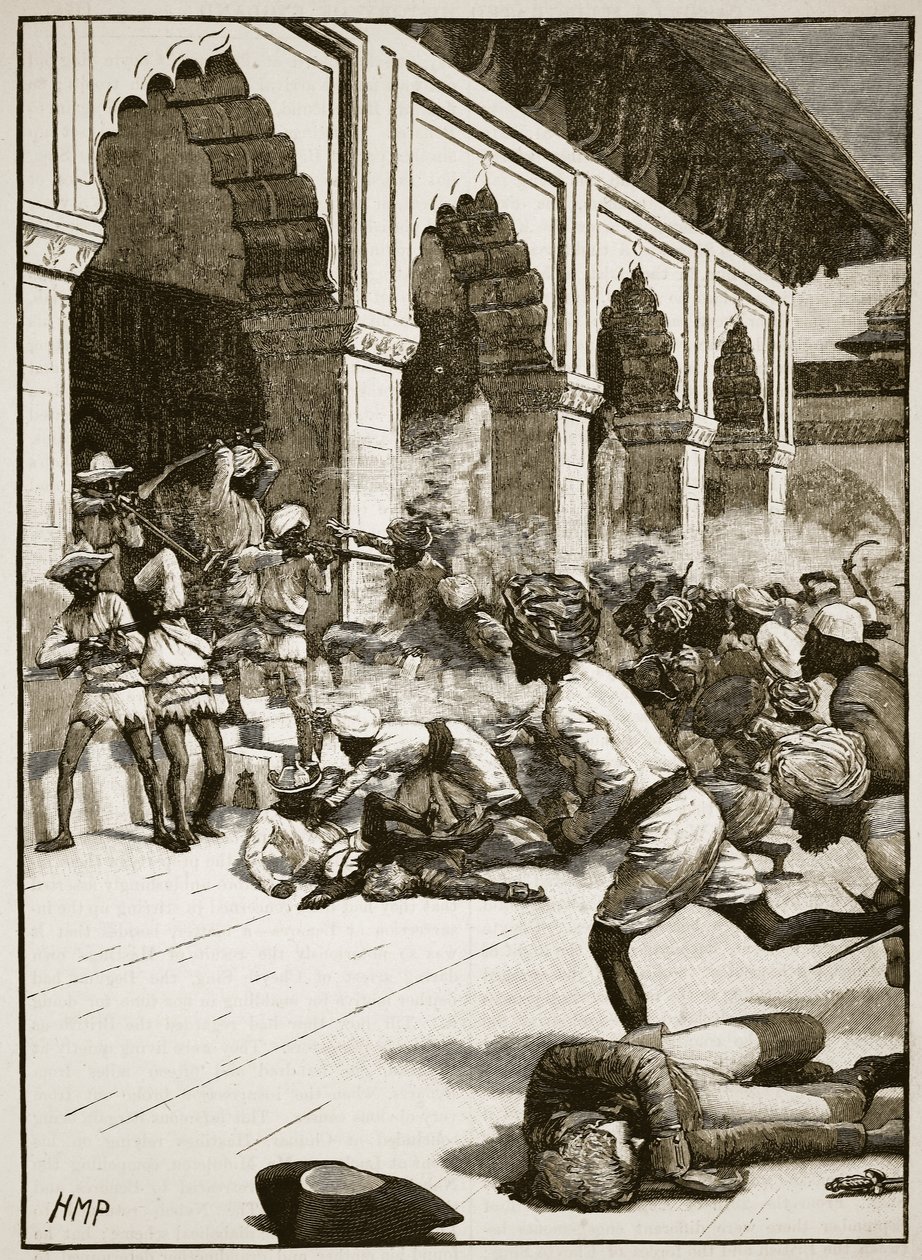 Arrestasjon av Rajah of Benares, illustrasjon fra Cassells Illustrated History of England (sepia-bilde) av English School