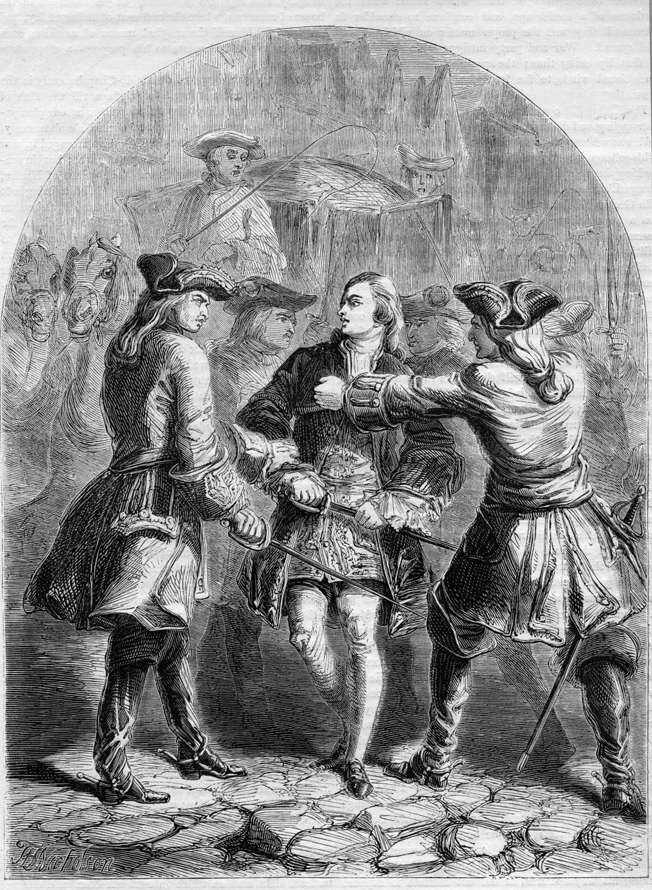 Arrest of the Young Pretender i Paris, illustrasjon fra 