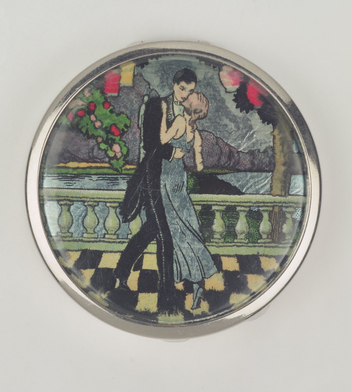 Art Deco Dancers Powder Compact, laget av Stratnoid, 1920-30 (emalje) av English School