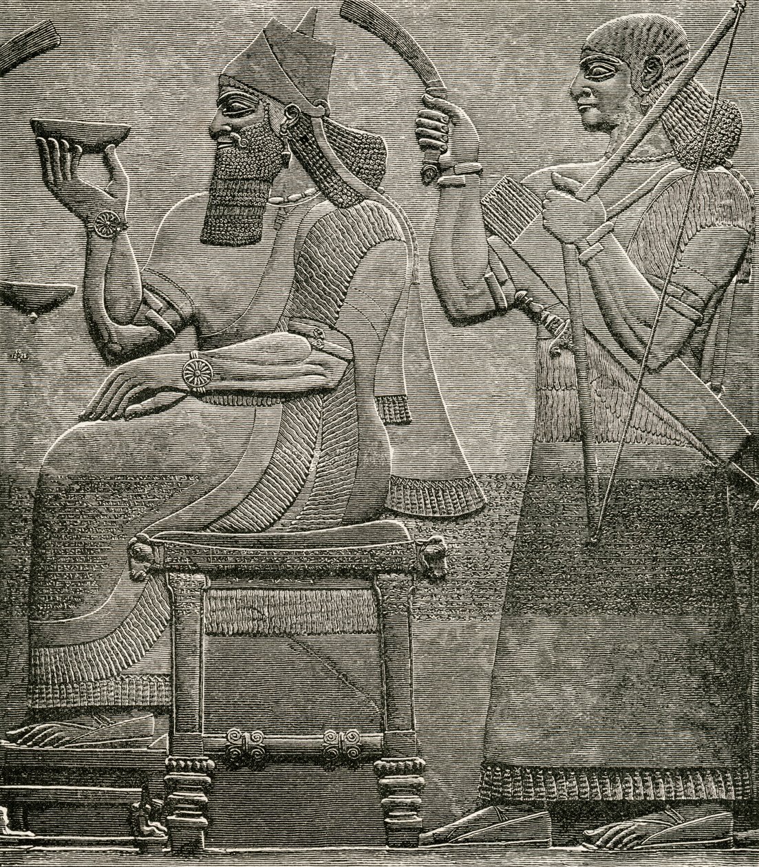 Ashur-nasir-pal II, fra et basrelieff i British Museum, fra The Worlds Inhabitants av G.T. Bettany, utgitt 1888 av English School