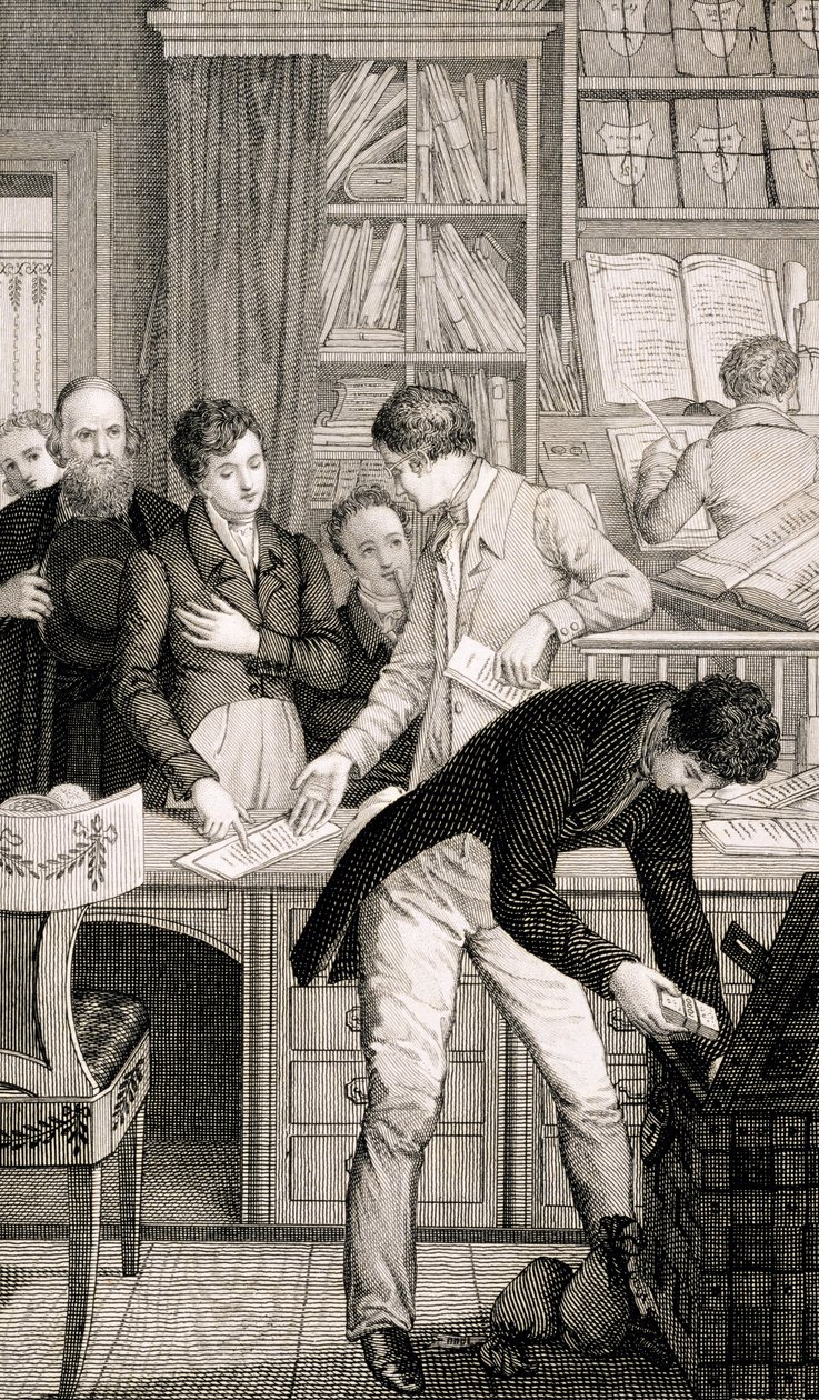Hos banken, ca. 1800 av English School