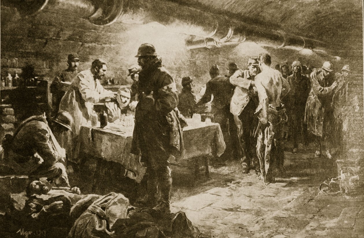 På jobb i en kjellerhjelpepost under et Verdun-fort, 1914-19 av English School