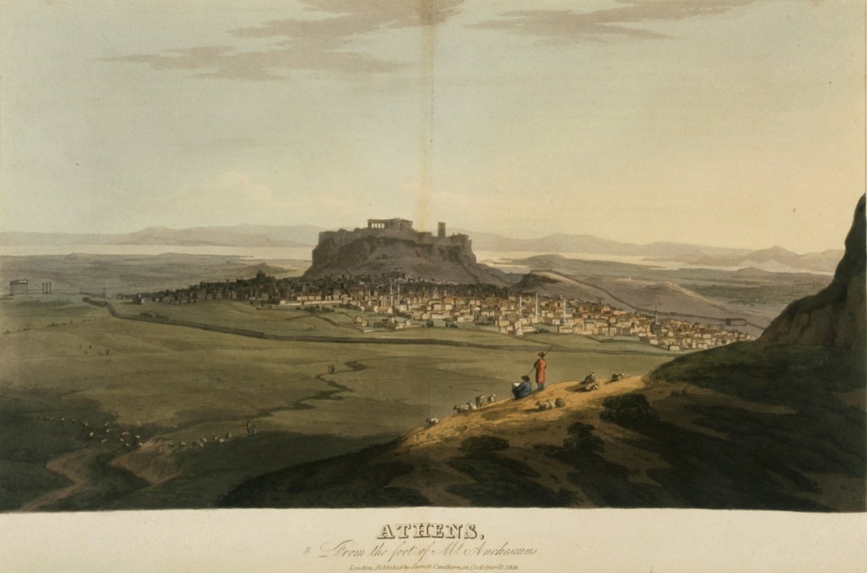 Athen, illustrasjon fra 'En reise gjennom Albania og andre provinser ... til Konstantinopel, i løpet av årene 1809-1810' av JC Hobhouse av English School