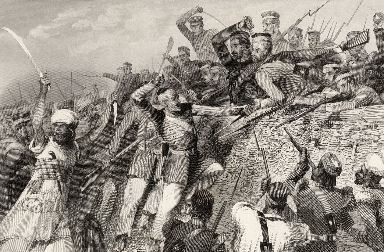Angrep av mytterister på Redan-batteriet i Lucknow, 30. juli 1857, fra 