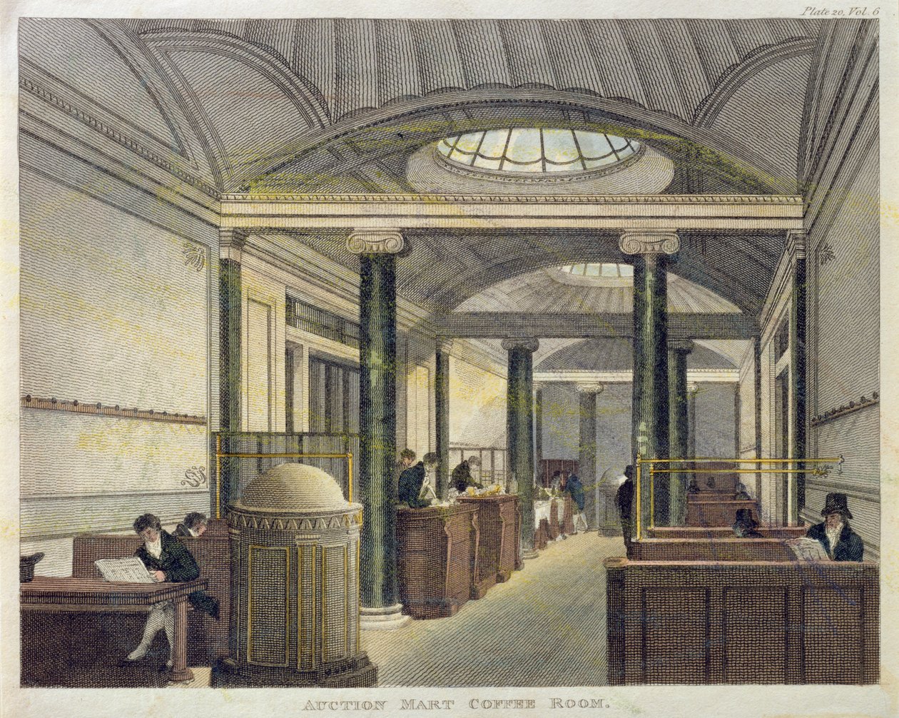 Auksjon Mart Coffee Room (fargegravering) av English School