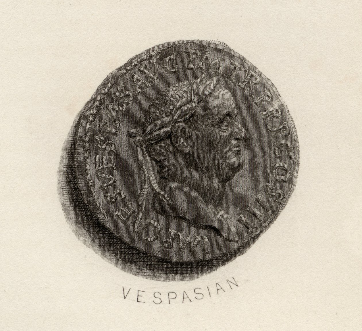Aureus-mynt, fra Vespasian-tiden, Titus Flavius Vespasianus av English School