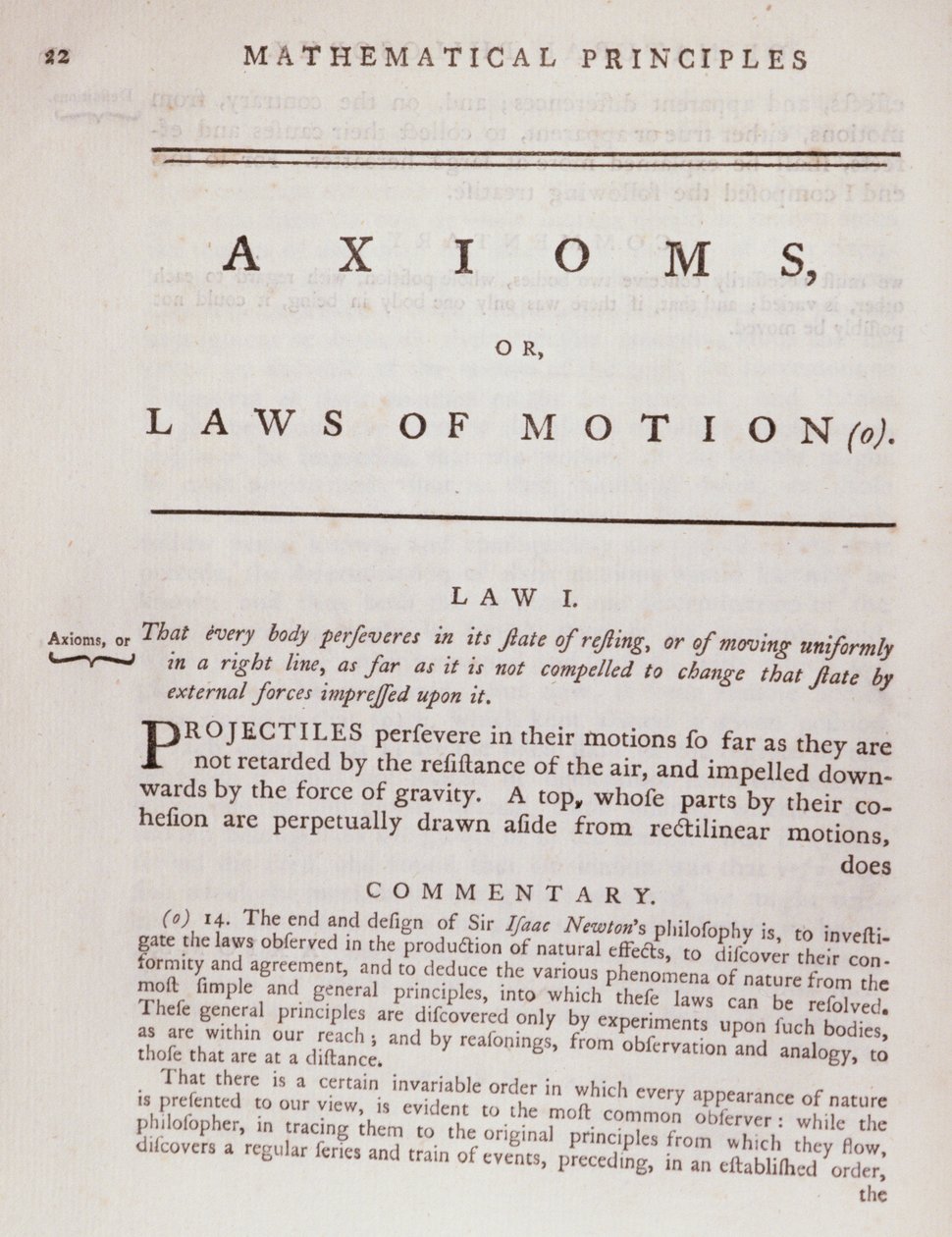 Axioms, or Laws of Motion, fra bind I av The Mathematical Principles of Natural Philosophy av Sir Isaac Newton (1642-1727) 1777 av English School