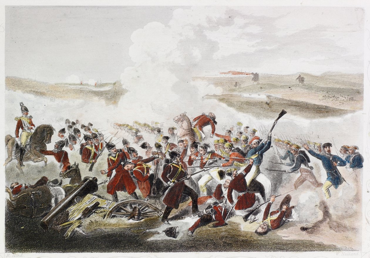Battle Of Eupatoria (farget gravering) av English School