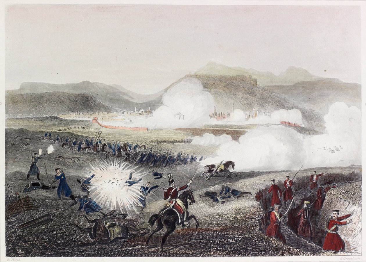 Battle Of Kars (farget gravering) av English School