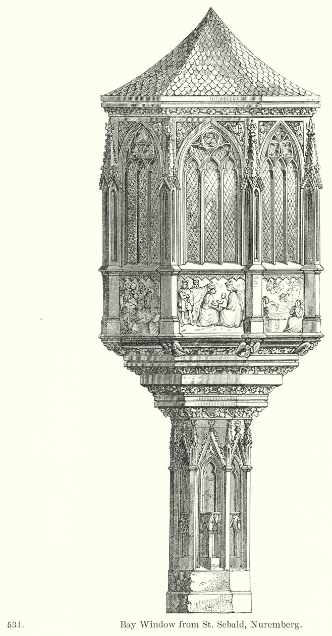 Karnappvindu fra St. Sebald, Nürnberg (gravering) av English School