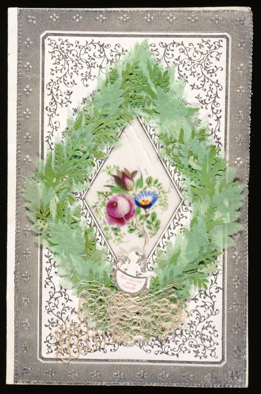 Be Mine Only Mine, Valentine-kort, ca. 1830 (fargelitho på papir) av English School