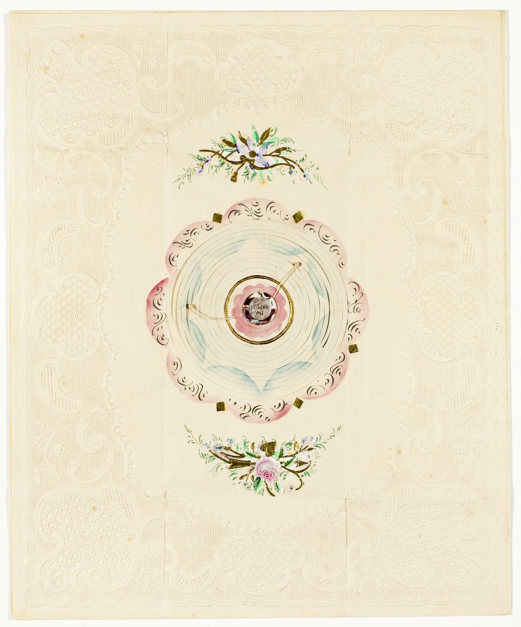 Be Thine, ca. 1830 (fargetrykk valentine med blondekant) av English School
