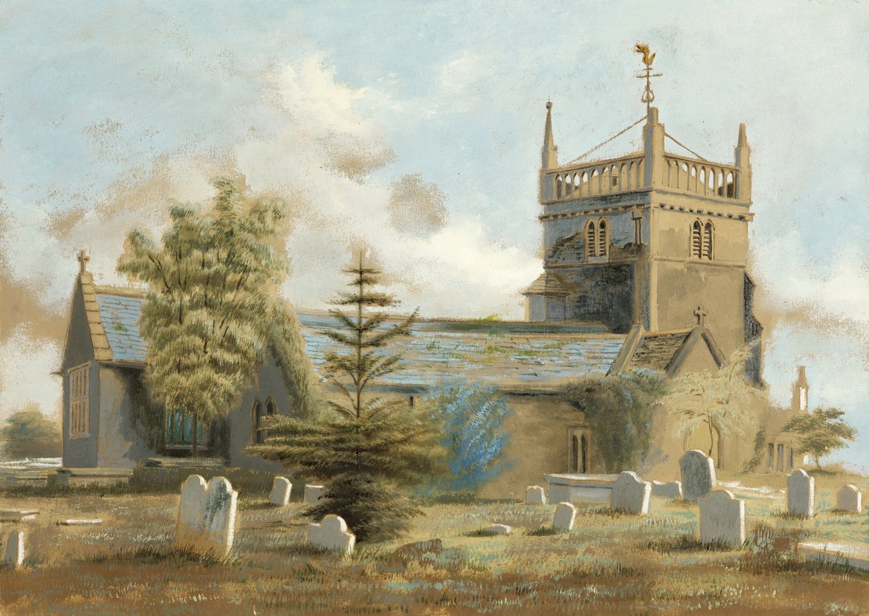 Bedminster Old Church (olje på papir) av English School