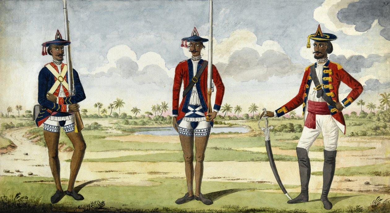 Bengalske hærtropper, ca. 1785 av English School