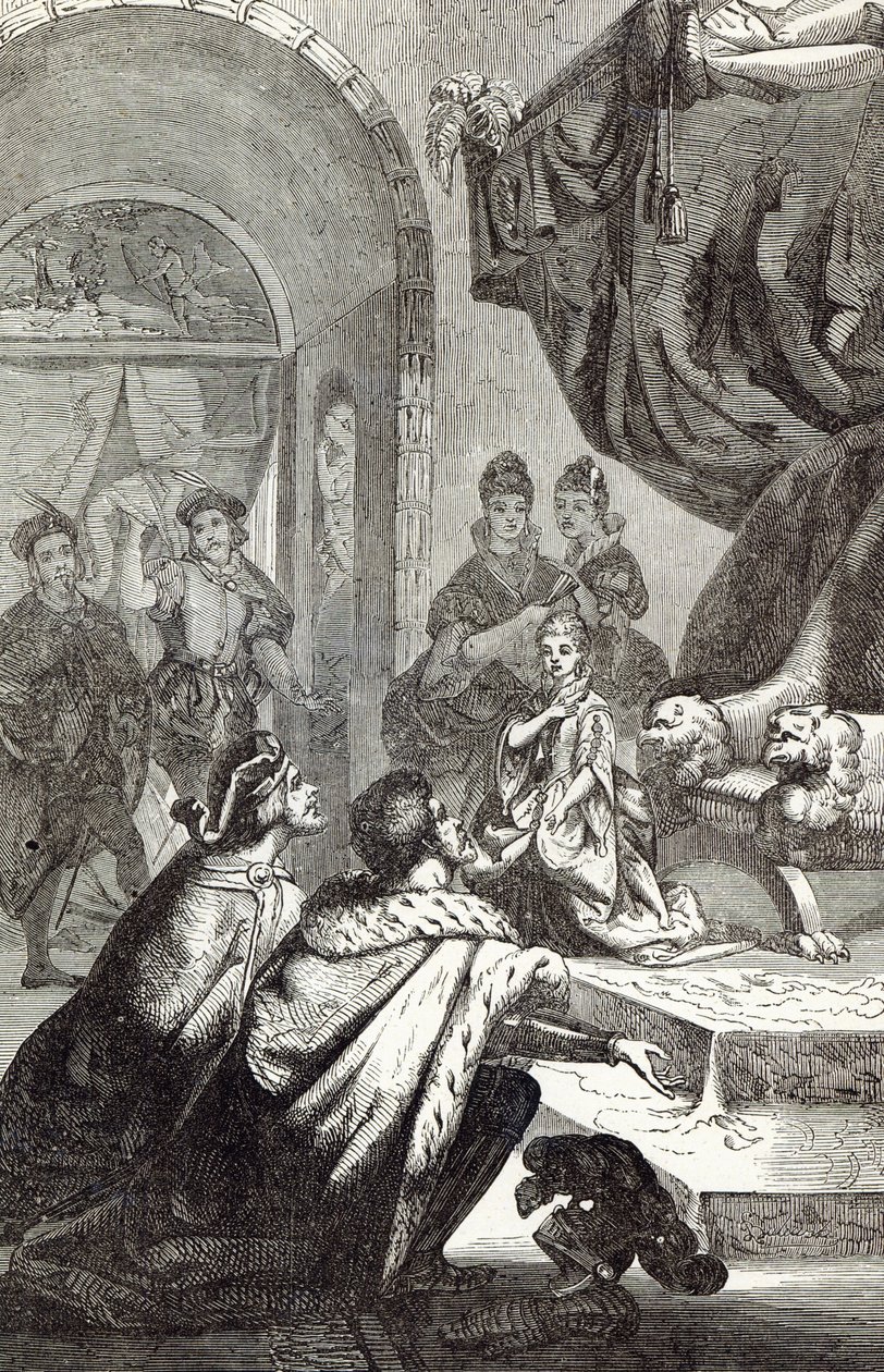 Trolovelse av den franske prinsessen til Richard II, illustrasjon fra 