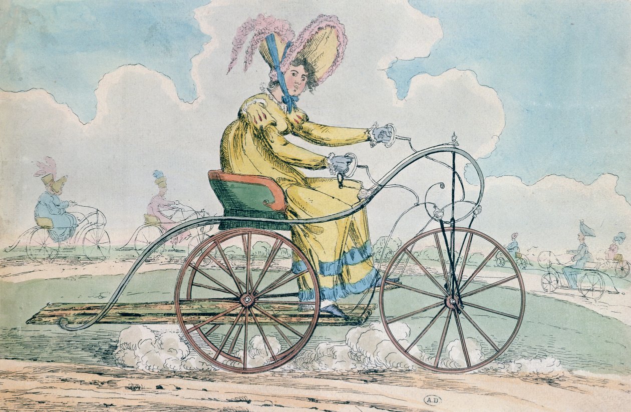 Sykkel med tre hjul, Damehobbyen, 1819 av English School
