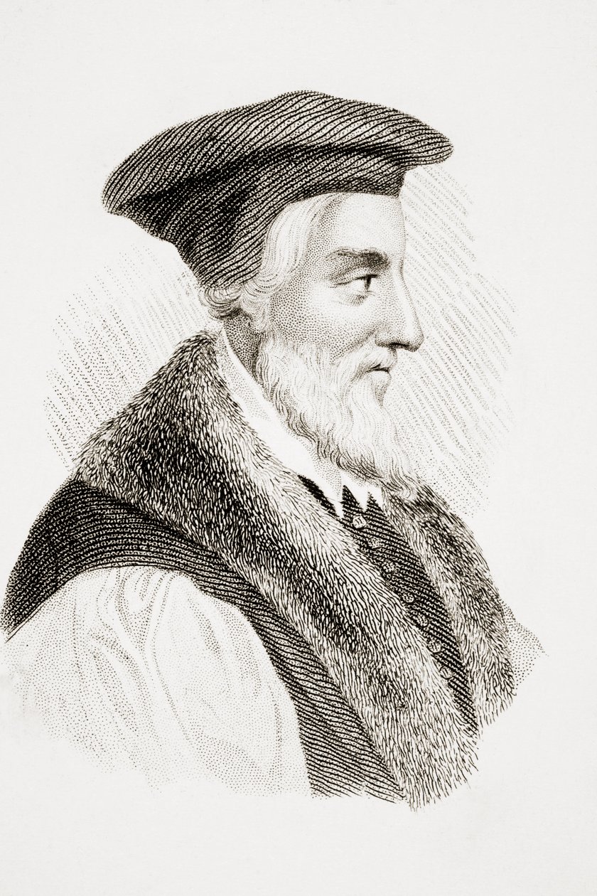 Biskop Hugh Latimer, fra 'Old England's Worthies' av Lord Brougham og andre, publiserte London, ca. 1880-tallet av English School