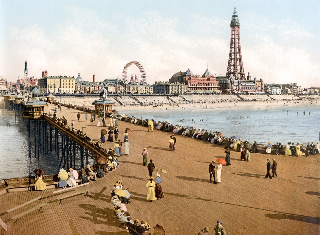 Blackpool fra North Pier (håndfarget bilde) av English School