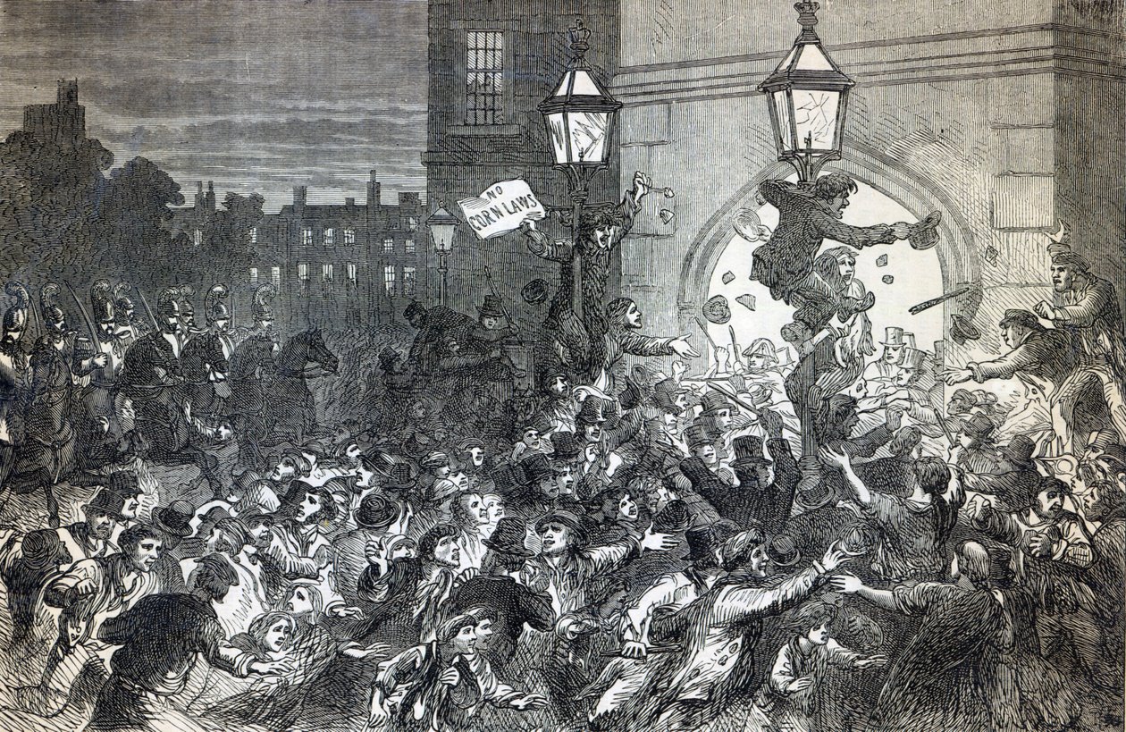 Bread Riot ved inngangen til Underhuset i 1815 av English School