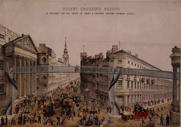 Bro over gaten ved Mansion House, ca. 1862 (akvatint) av English School