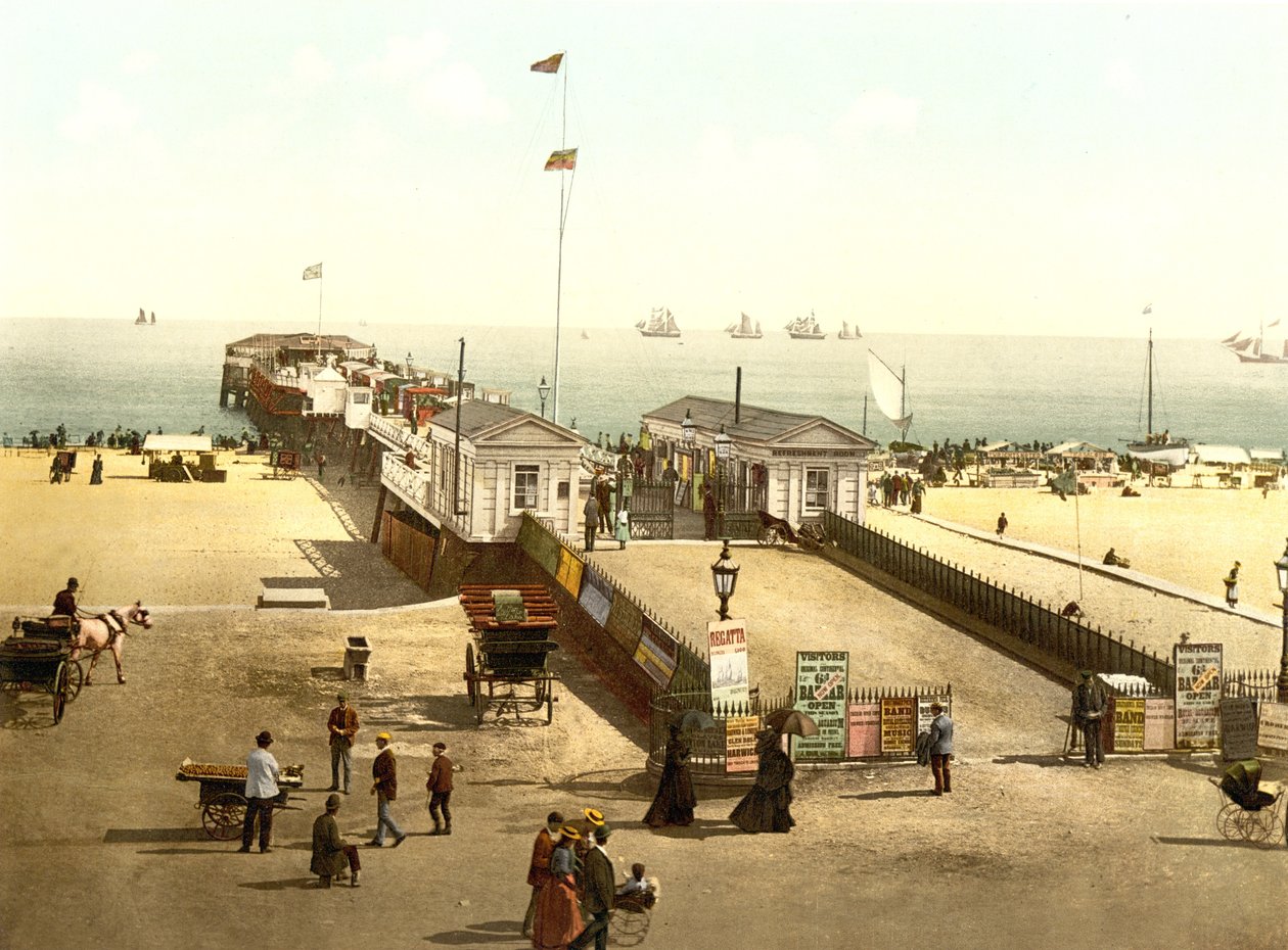 Britannia Pier, Yarmouth (håndfarget bilde) av English School