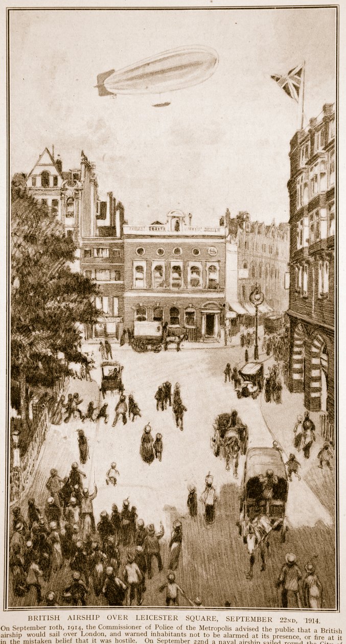 Britisk luftskip over Leicester Square, 22. september 1914, 1914-19 av English School