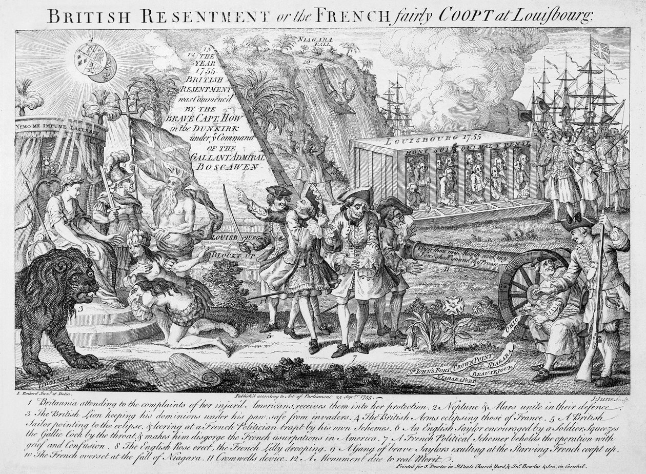 British Resentment eller, den franske Fairly Coopt i Louisbourg, publisert 25. september 1755 (se også 286310) av English School