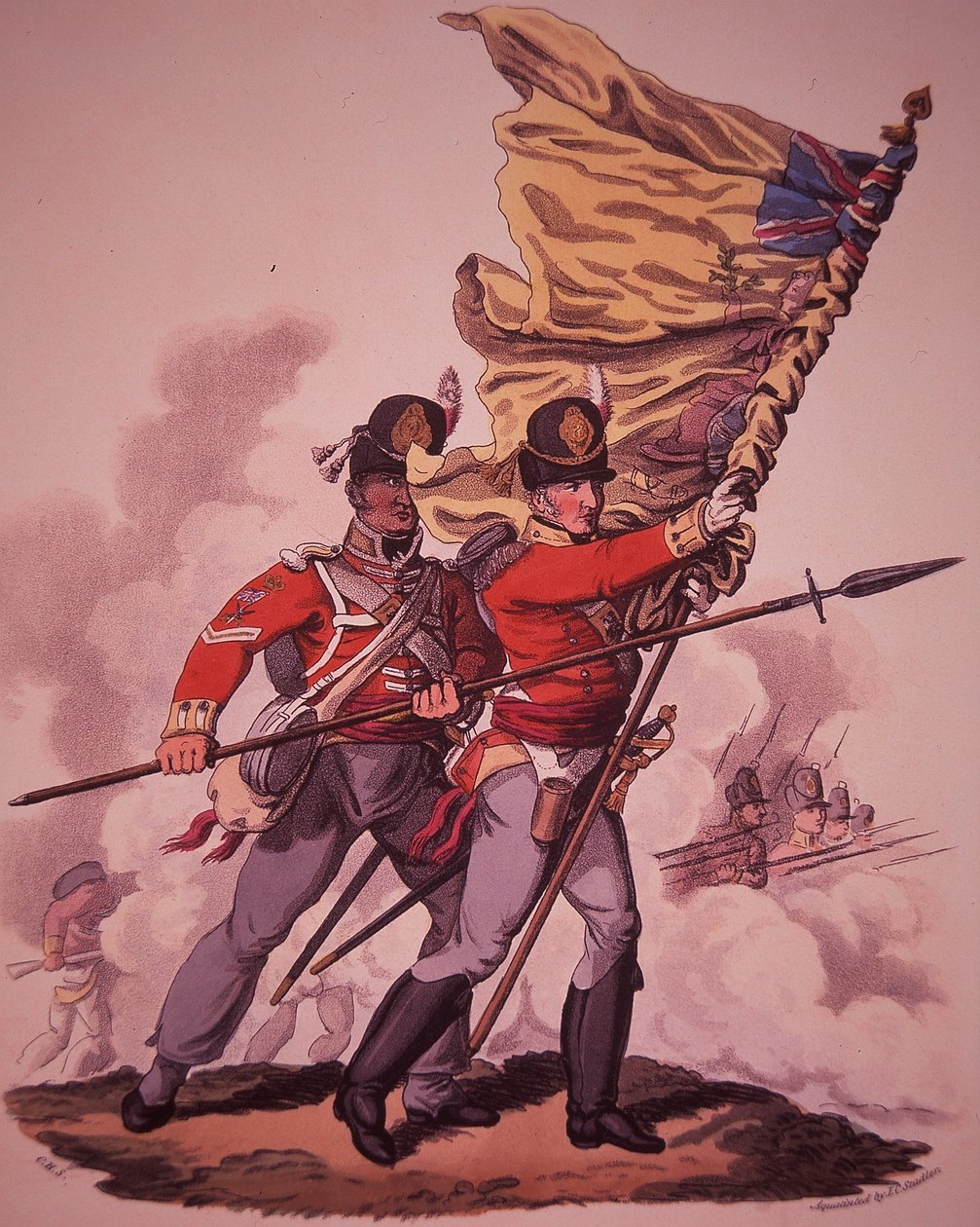 Britiske soldater (farge litho) av English School