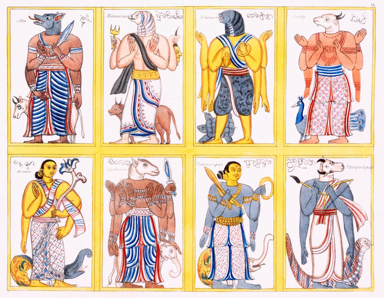 Buddhistiske guder, fra The History and Doctrine of Buddhism av Edward Upham, 1829 av English School