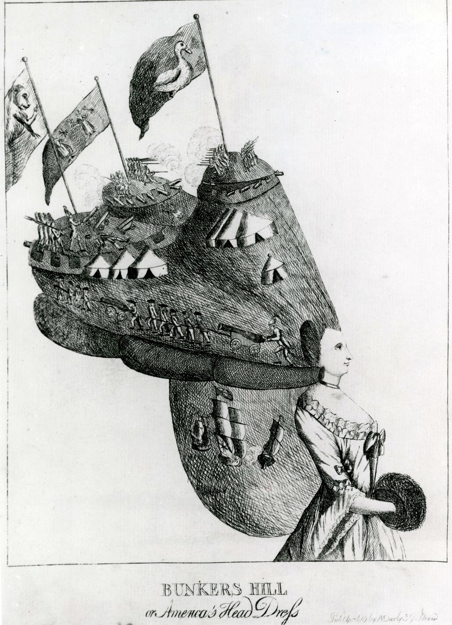Bunkers Hill, eller Americas Head Dress, 1776 av English School