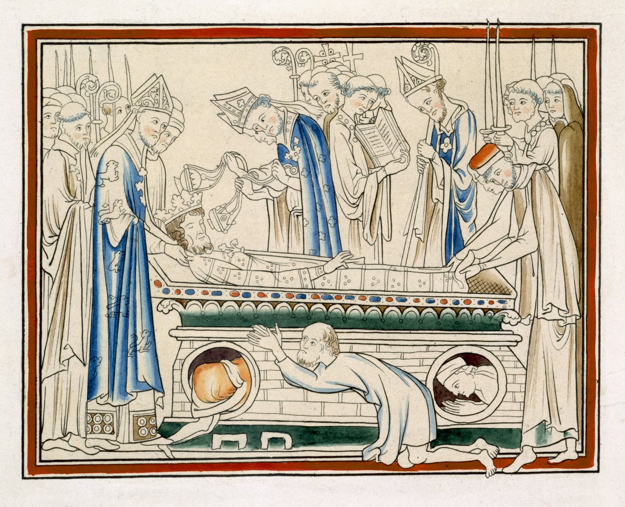Begravelse av Edward Bekjenneren, illustrasjon fra en faksimile av The Life of St Edward the Confessor av English School