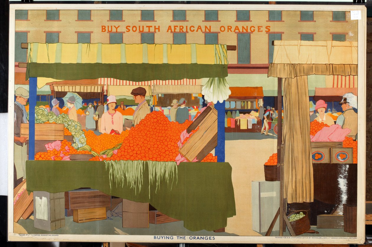 Kjøpe appelsinene, fra serien 'Summer's Oranges from South Africa' (farge litho) av English School