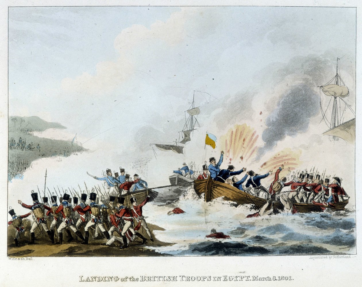 Kampanje (ekspedisjon) av Egypt (1798-1801): Barking av den engelske hæren i Egypt, 8. mars av English School