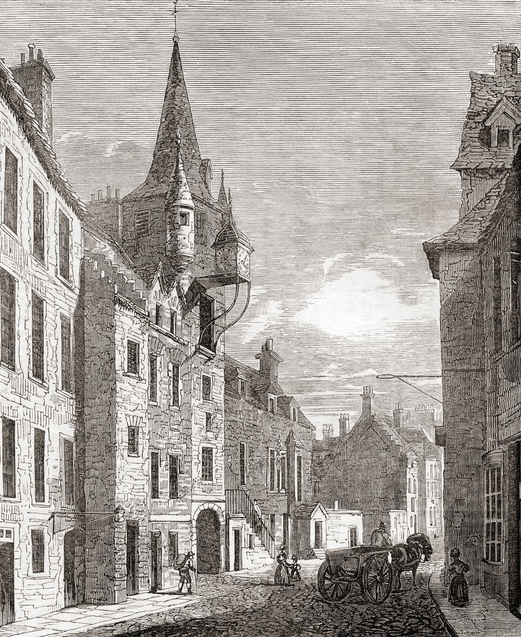 Canongate Jail, Edinburgh, Skottland, fra Old England: A Pictorial Museum, pub. 1847 av English School