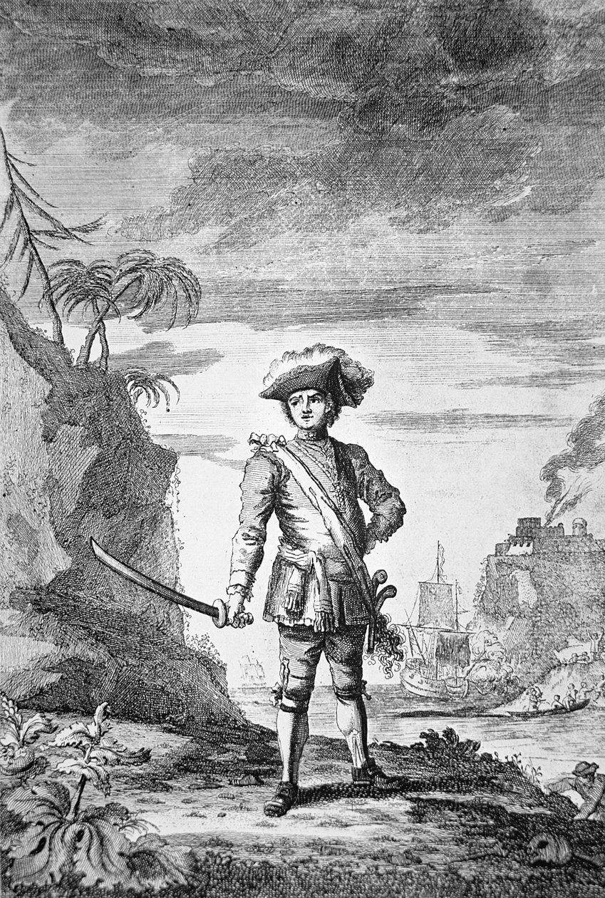 Kaptein Bartholomew Roberts, gravert av James Basire av English School