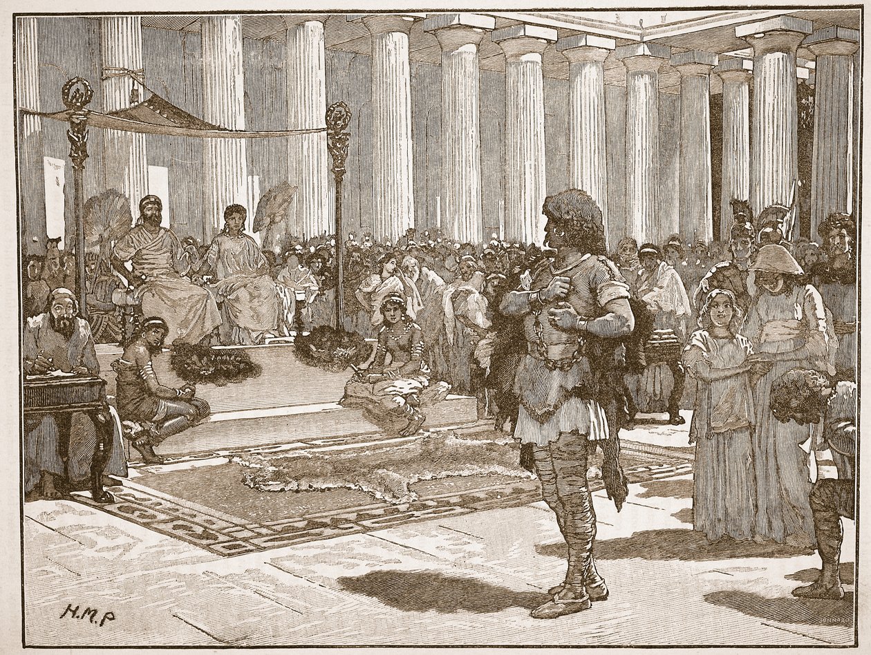 Caractacus før Claudius, illustrasjon fra Cassells Illustrated History of England (sepiafoto) av English School