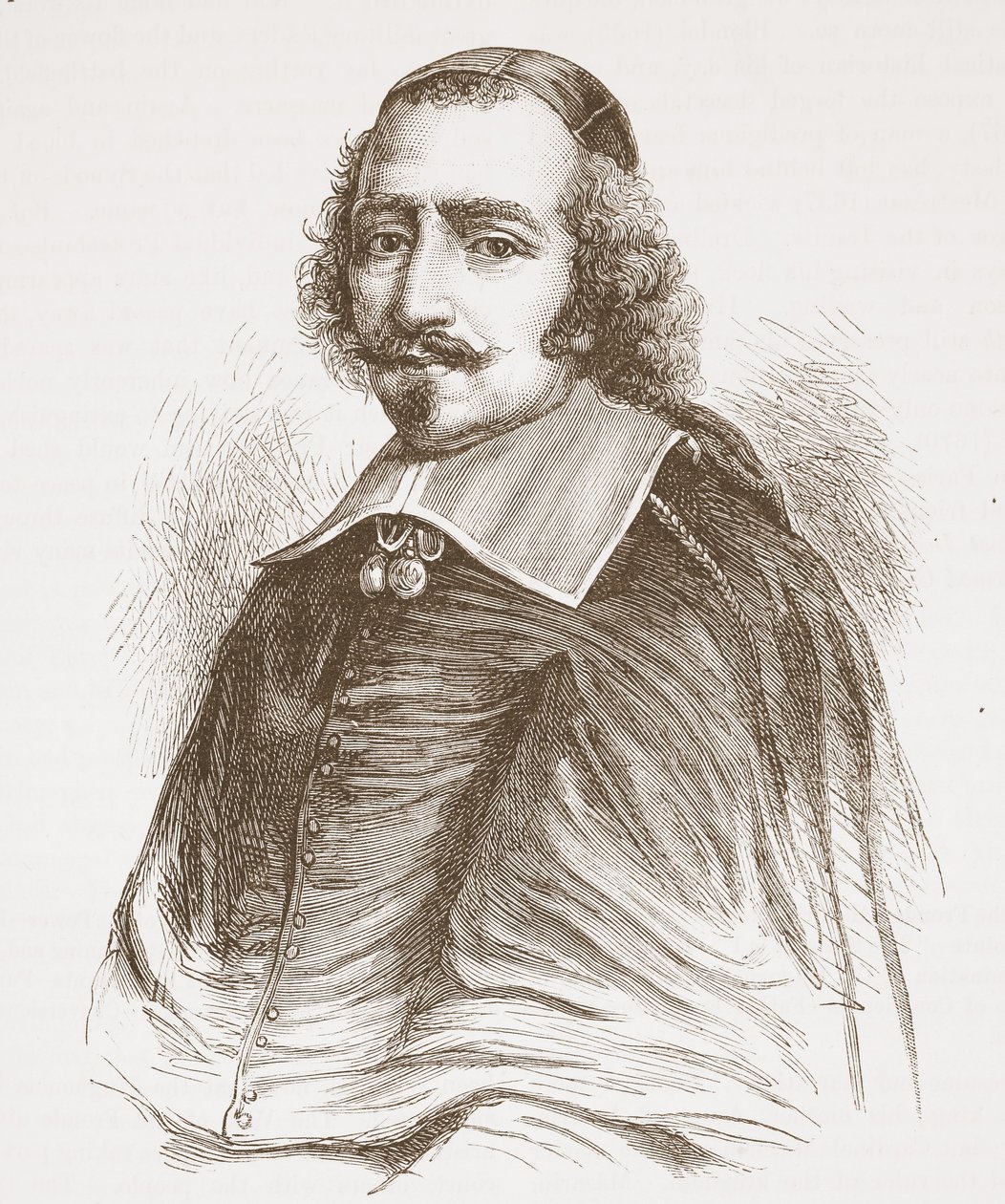 Kardinal Mazarin (fra et portrett i Galleriet i Versailles), illustrasjon fra The History of Protestantism av James Aitken Wylie (1808-1890), pub. 1878 av English School