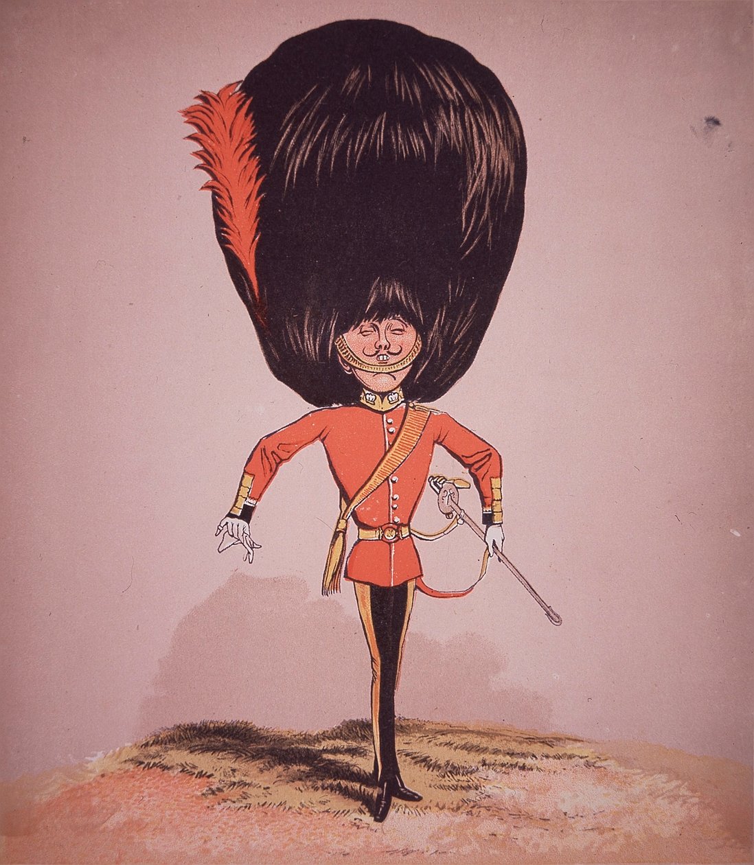 Karikatur av Coldstream Guards Officer, fra 'Army and Navy Drolleries' av major Seccombe av English School
