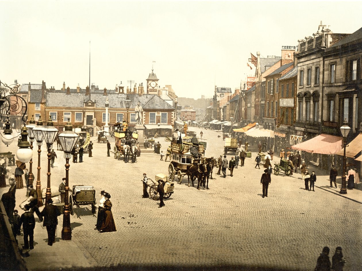 Carlisle Market Place (håndfarget bilde) av English School
