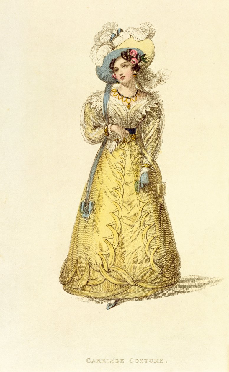 Vognkostyme, moteplate fra Ackermanns Kunstlager, ca. 1827 av English School