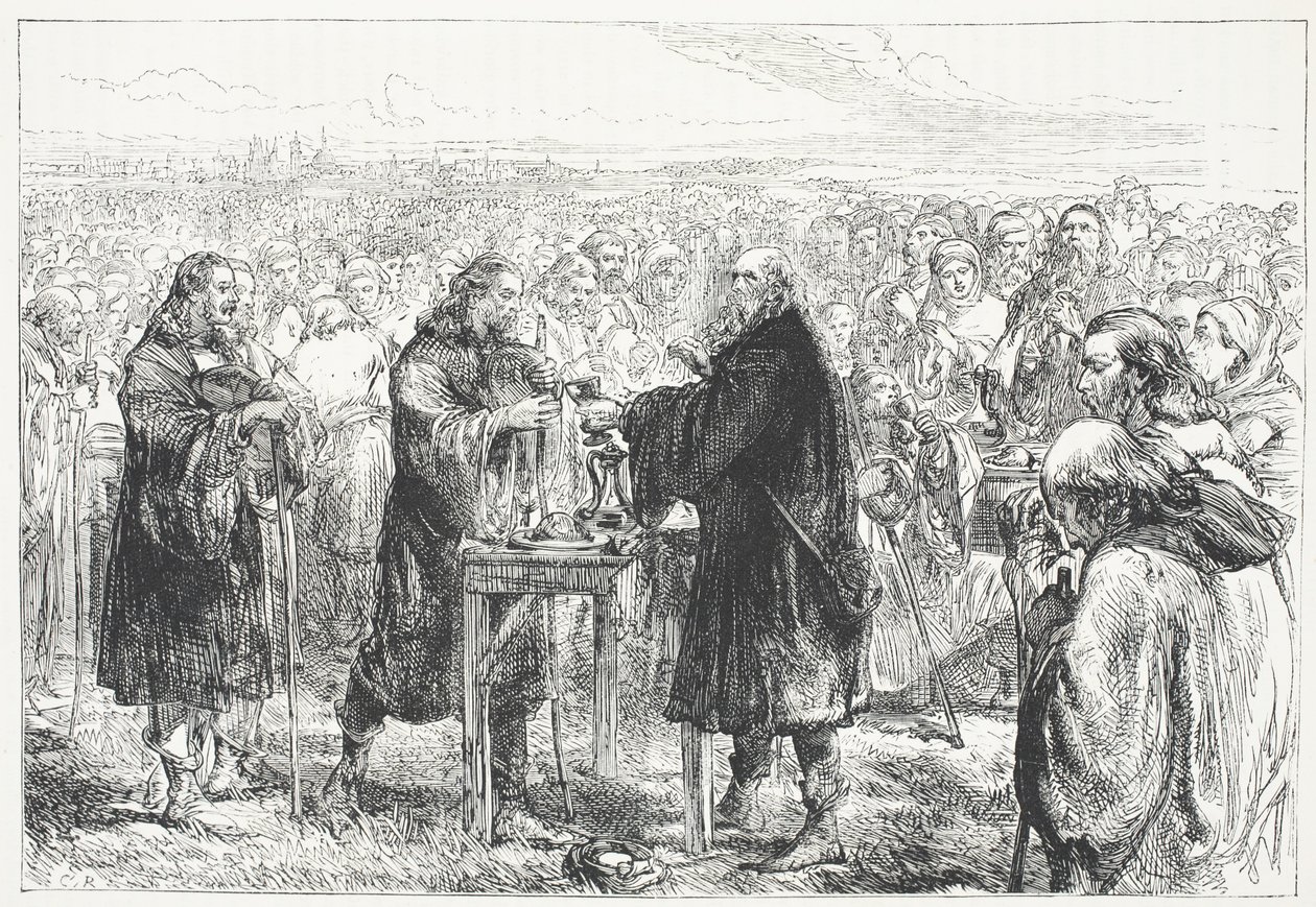 Feiring av eukaristien av hussittene i et felt nær Praha, illustrasjon fra The History of Protestantism av James Aitken Wylie (1808-1890), pub. 1878 av English School