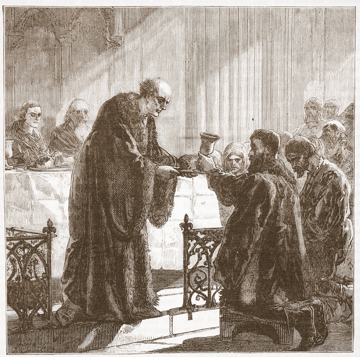 Feiring av Lords Supper i protestantisk form av Zurichers, illustrasjon fra The History of Protestantism av James Aitken Wylie (1808-1890), pub. 1878 av English School