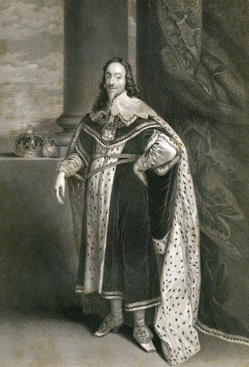 Charles 1., gravert av F. Holl etter Van Dyck, 1800-tallet av English School