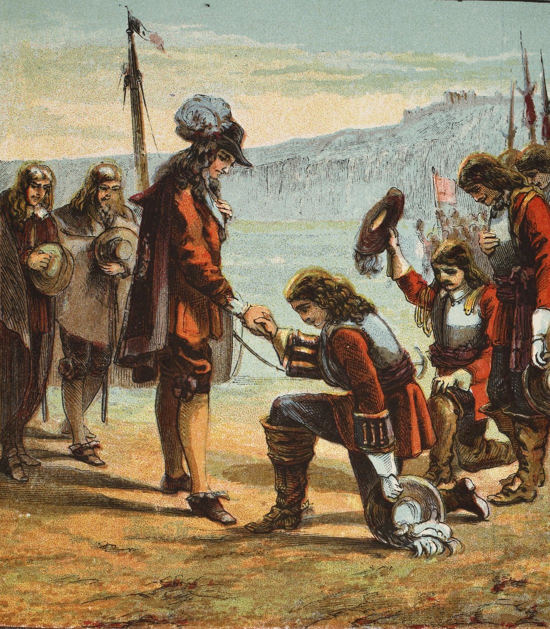 Charles II og General Monk, pub. 1890 av English School